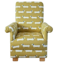 Hound Dogs Fabric Child's Chair Mustard Kids Armchair Boys Girls Ochre Seat Pup