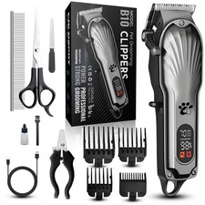 Dog Clippers Professional for Thick Hair, Pet Clippers for Dogs Cordless LED Dis