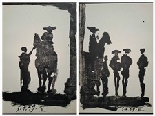 Picasso, "Picador" Toros y Toreros - 2 sided Black and White Lithograph 1961