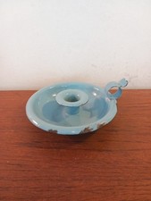 Vintage French Blue Enamel Candlestick Holder,  We Willie Winkie