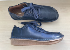 Clarks Funny Dream  navy blue leather shoes SZ 4 D 37 VGC