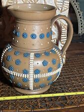 ANTIQUE ROYAL DOULTON SILICON LAMBETH 19c LARGE PITCHER JUG,little Chip On Lip
