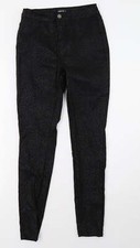 Womens Black Animal Cotton Blend Skinny Jeans Size 10 L30