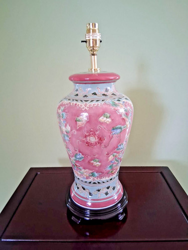 Mid pink oriental ceramic - pink, lamp