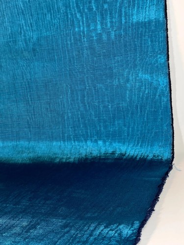 Blue silk moire fabric - blue,