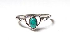 Handmade 925 Sterling Silver  Heart Ring  With Oval Turquoise Stone Size N