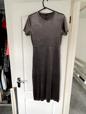 Zara gray/ silver velvet bodycon dress size L ( more like size M), midi length