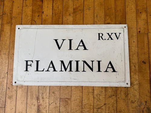 Lancia flaminia road sign - road,