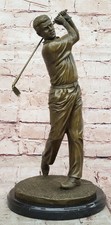 16" Bronze Vintage Standing Golfer Statue Clubs Home Garden Decor Trophy Figure