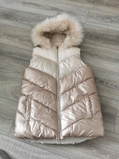 Girls Matalan Metallic Body Warmer With Fur Trimmed Hood Age 13 Yrs