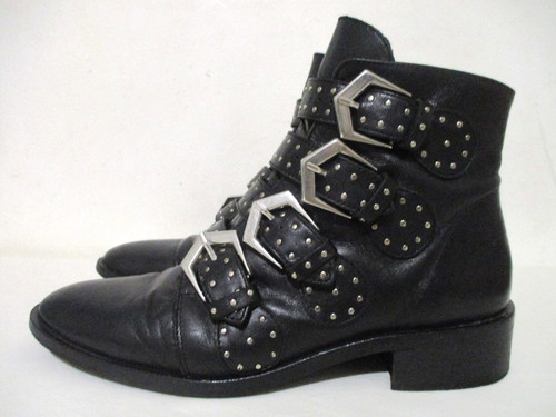 Black real leather buckle - leather,