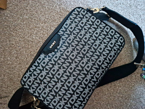 Dkny black grey logo canvas - black,