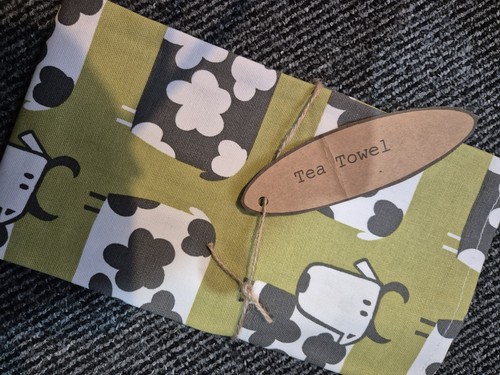 Handmade tea towel made with - tea,
