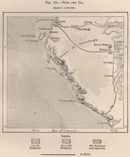 Pisco and Ica. Peru 1885 old antique vintage map plan chart