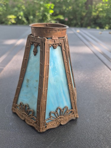 Antique blue slag glass - glass, 6