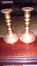 Vintage Pair Of Miniature small Brass Candlesticks  - 8.5cm Tall