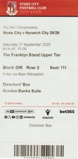 * 2025/26 - NORWICH CITY AWAY USED TICKET STUBS - CHOOSE FROM LIST *