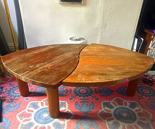 Oval wooden coffee table - oval,