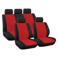 Red / Black Executive Car Seat Covers 8 Pc FOR HONDA CIVIC JAZZ ACCORD HR-V CR-V