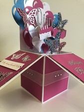 Personalised Large Luxury Handmade Pink Birthday Card Girls Ladies Own Wording