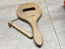 ANTIQUE WOODEN HAND CLAPPER NOISEMAKER RUSTIC TOY THEATRICAL PROP VINTAGE