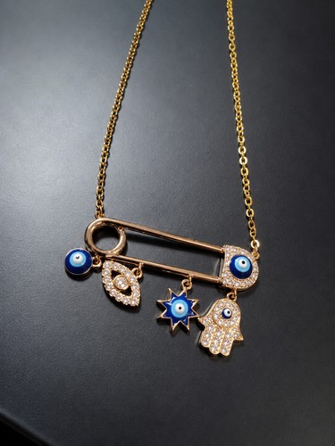 Dainty gold tone hamsa - gold, evil