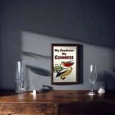Guinness ‘My Goodness’ Style Wooden Framed Small Mirror | Pub Mirror 33x23 cm