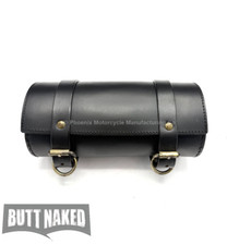 PLAIN  CYLINDRICAL TOOL ROLL BAG - GENUINE BLACK LEATHER - UK SUPPLIED