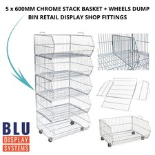 5 x 600MM CHROME STACK BASKET