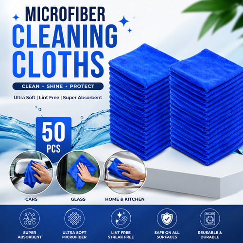 50pcs microfibre cleaning - microfibre,