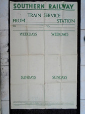 Original Southern Railway Train Service D/R poster.
