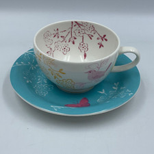 Portmerion "Dawn Chorus" Cup & Saucer - Birds Butterflies Flowers • Tea /Coffee