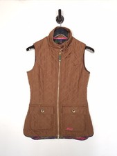 Musto Quilted Gilet Size UK 8 Women's Brown Sleeveless Bodywarmer Full Zip Vest