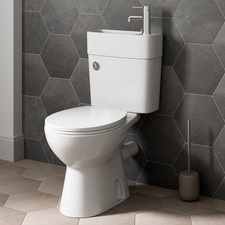 2-in-1 Close Coupled Toilet With Sink On Top Cloakroom Combo Space Saving Unit