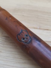 Antique Bamboo Walking Cane Stick With Carved Skull & Snake Winding Around 87cm