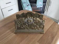 Vintage solid brass art nouveau style letter rack Sunflower Design 13x9x5.5cm