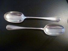 Two Antique 'John Round  & Son' 'Old English' Silver Plated Rattail Table Spoons