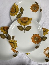 Vintage 1960s Alfred Meakin Sunflower Side Plates, 18cm Plates