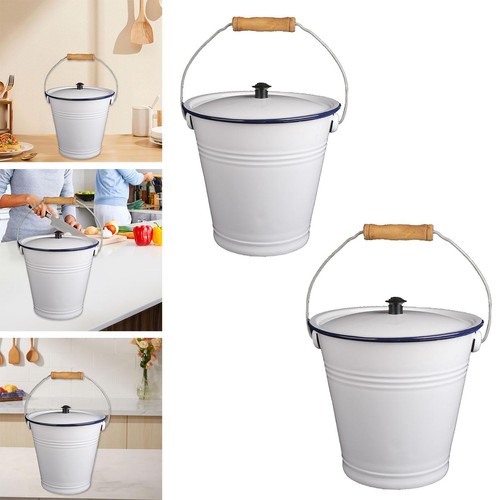 Enamel bucket rustic flour - enamel,