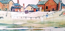 Original l s lowry signed limited edition landscape with farm buildings