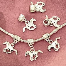 x50 Horse Pony Dangle Charm Pendants Silver Plated Job Fit Bracelets Job lot 