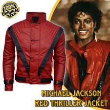 80's MJ Thriller Rockstar Red Cosplay Quilted MICHAEL JACKSON Halloween Costume