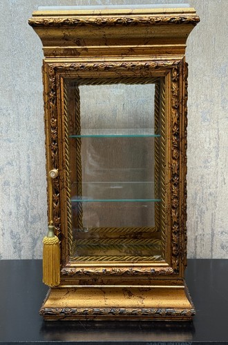 Italian gilt wood glass curio - italian,