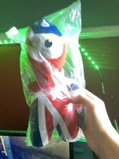 London 2012 Olympics Union Jack Red Blue Plush Soft GIANT Toy Wenlock Mascot