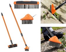 Telescopic 3 in 1 Weed Brush Broom Head Patio Deck Scrub Block Moss Removal Tool