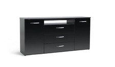 Habitat Hayward 2 Door 3 Drawer Sideboard Black Gloss Storage Cabinet Cupboard