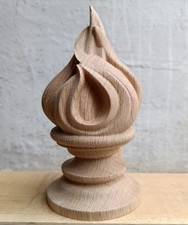 Fire flame wooden finial, Oak
