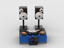 LEGO DJ Booth v2 with Vinyl &