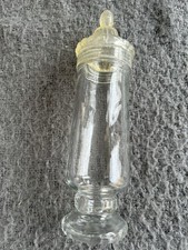 VTG 70’s Glass &Plastic Cotton Wool Dressing Table Storage Jar. 10”. Prop.23758