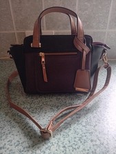 Womens Clarks Black/Plum/Tan Detachable Adjustable Strap Small Tote/Shoulder Bag